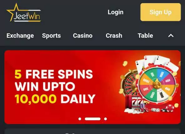 Home page of the casino's official website